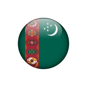 Turkmenistan Flag Circle Button Vector Template Stock Illustration