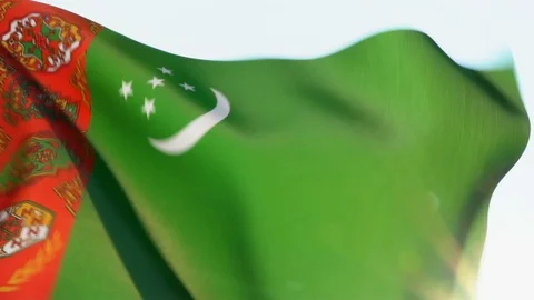 Turkmenistan Flag Flapping Video stock 118961974
