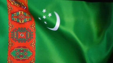 Turkmenistan Flag Flapping Video stock 118966556