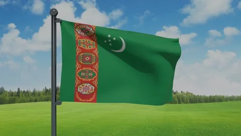 Turkmenistan Flag Video stock 153256408