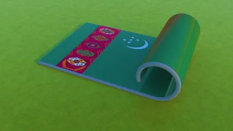 Turkmenistan Flag 스톡 동영상 257307326