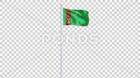 Turkmenistan flag, long shot, isolated with alpha channel Stock Photos