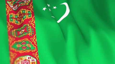 Turkmenistan Flag Seamless Loop 4k 60fps on Sky Background Stock Footage 340353015