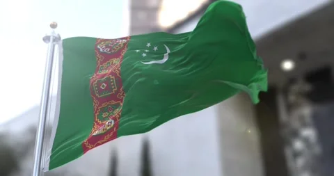 Turkmenistan-flag-waving-seamless-loop-4k-60fps Stock Footage 331253317