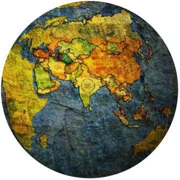 Turkmenistan on globe map Stock Illustration