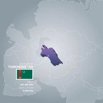 Turkmenistan information map. Stock Illustration