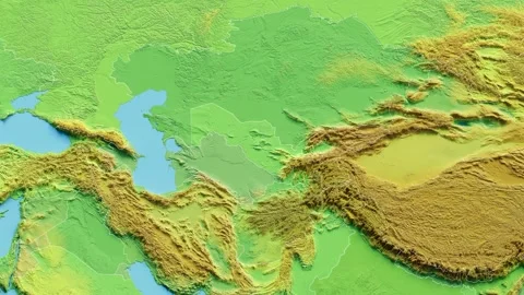 Turkmenistan Map 3D animated with Borders Video stock 348535296