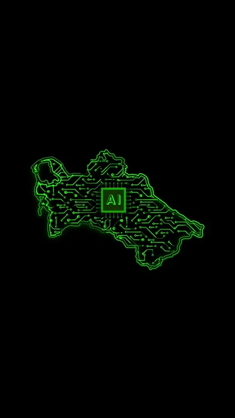 Turkmenistan Map AI Chipset Technology Opener Stock Footage 337172899