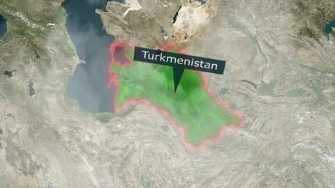 Turkmenistan Map - Clouds Effect Stock Footage 267810558