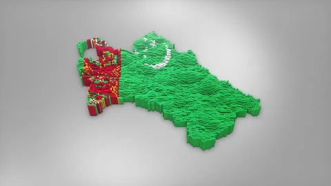 Turkmenistan Map with Flag Intro Background Stock Footage 315164048