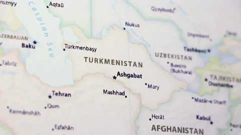 Turkmenistan on a Map Stock Footage 99271669