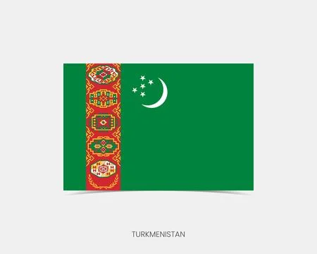 Turkmenistan Rectangle flag icon with shadow. Illustrazione stock