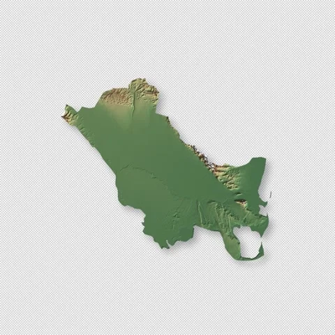 Turkmenistan Rotating 3D Relief Map Seamless Loop, Alpha Channel 4K 스톡 동영상 340698137