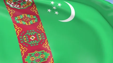 Turkmenistan Waving Flag Background Loop Stock-Footage 317843623