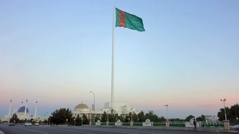 Turkmenistan Waving Flag Stock Footage 100709726