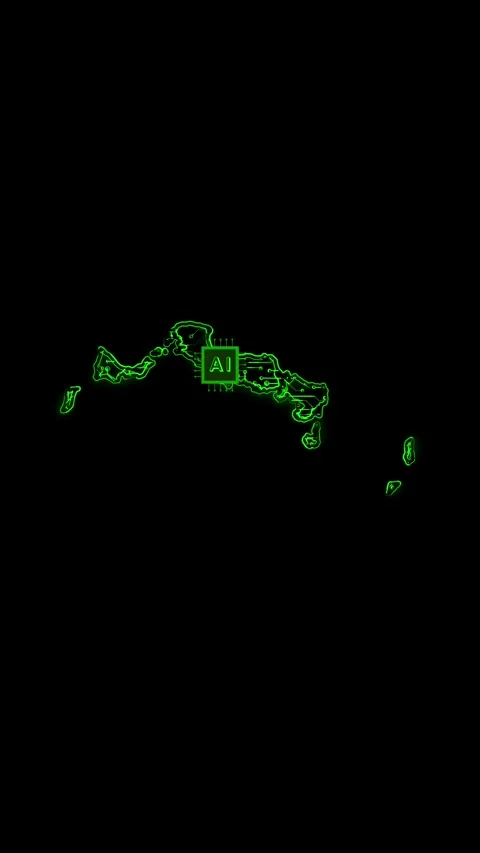 Turks and Caicos Islands Map AI Chipset Technology Opener Vídeo Stock 337177512