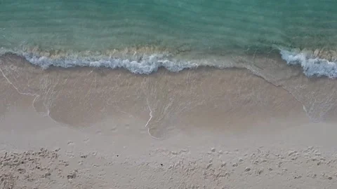 Turks &amp; Caicos Beach Waves Drone Overhead Stock Footage 229405452