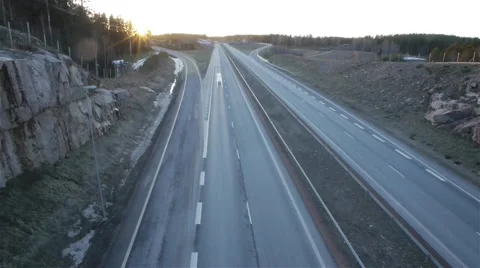 Turku Helsinki E18 highway timelapse with audio. 360 deg shutter = 100% fluid Stock Footage 47874904