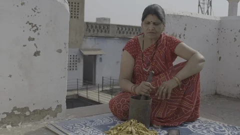 Turmeric Grinding India Video stock 112053783