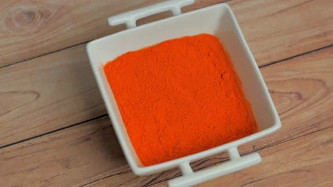 Turmeric. Indian powdered saffron ready to use in the kitchen, shot from the Stock Footage 144551407
