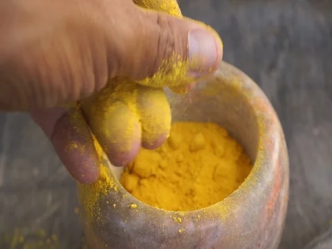 Turmeric powder Stock Footage 120839213