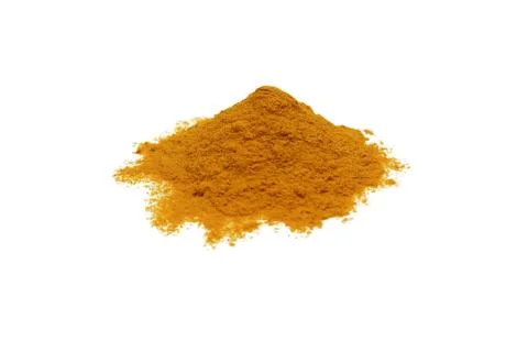 Turmeric powder or (curcumin) which is isolated on a white background Stock Photos