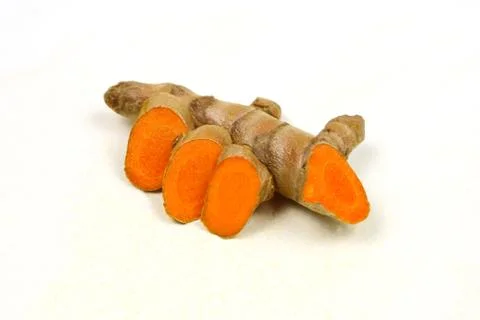 Turmeric root isolated on a white background Stock Photos