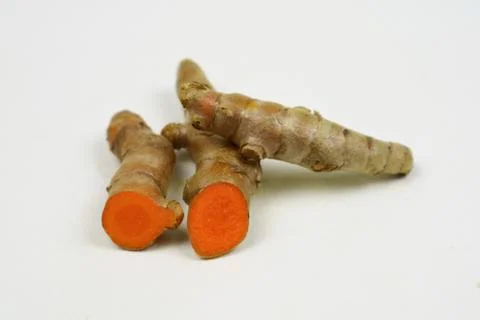 Turmeric root isolated on a white background Stock Photos