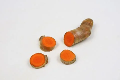 Turmeric root isolated on a white background Stock Photos