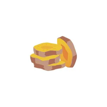 Turmeric root sliced to round orange pieces. Tumeric root cut into circle slices Stock Illustration