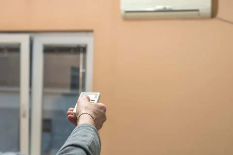 Turn on the air condition Stock Photos