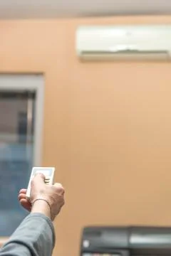Turn on the air condition Stock Photos