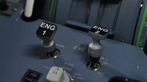 Turn off and turn on the engine with the pilot's hand Stock Footage 224026129