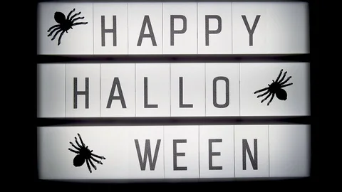 Turn on and turn off lightbox with text Happy halloween Stock Footage 116590761