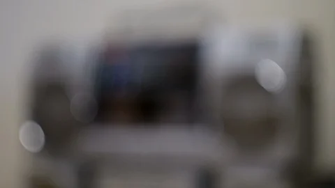 Turn on and turn off the old cassette player Stock Footage 122688455