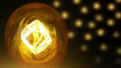 Turn on and turn off in slow motion, retro vintage light bulb with old Stock Footage 95878375