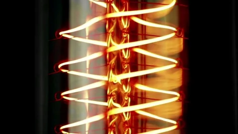 Turn on and turn off in slow motion, retro vintage light bulb with old Stock Footage 118077014