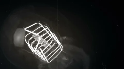 Turn on and turn off in slow motion, retro vintage black and white damage Video stock 118079174