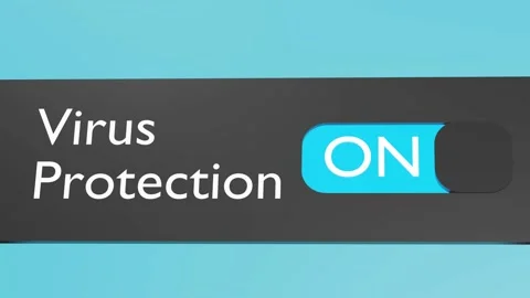 Turn on Antivirus button, slider. Secure internet connection. Virus protection. Stock Footage 219620088