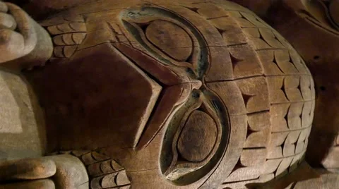 Turn around view of the Mayan Sculpture Stock Footage 49142170