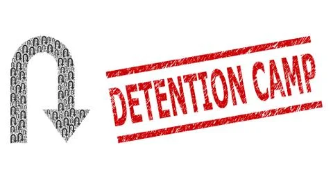 Turn Back Recursion Composition of Turn Back Icons and Distress Detention Camp Illustrazione stock