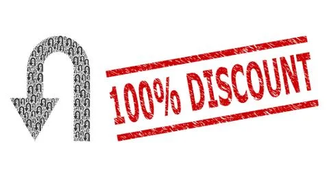 Turn Back Recursion Composition of Turn Back Icons and Scratched 100% Discount Illustrazione stock