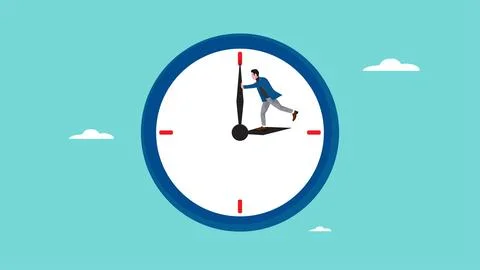 Turn back time concept illustration, trying to get time back, extension of .. Stock Illustration