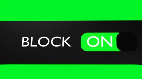 Turn on Block button, slider. Blocking. Limit access. Stock Footage 219620071