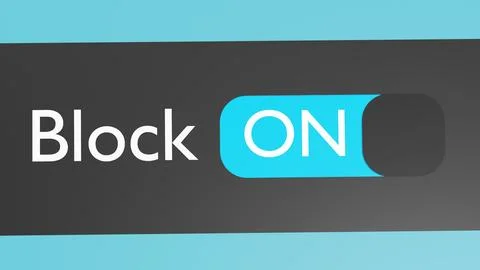 Turn on Block button, slider. Blocking. Limit access. 3d render. Stock Illustration