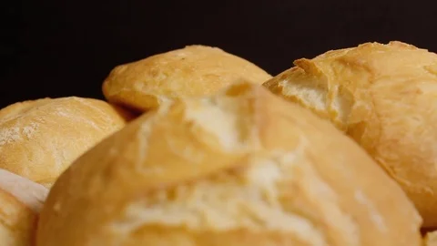 Turn bread slow fr Stock Footage