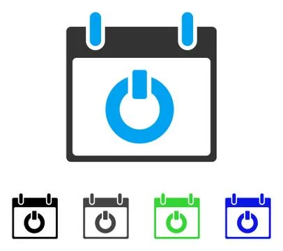 Turn On Calendar Day Flat Icon Stock Illustration