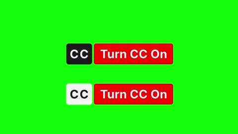 Turn CC On Subtitles Button Pack - 2 Styles - Green Screen 4K Stock Footage 337933741