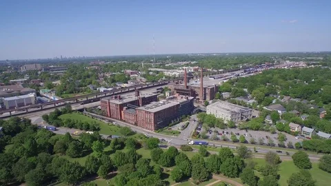 Turn-of-the-century Factory Aerial Stock Footage 84262853