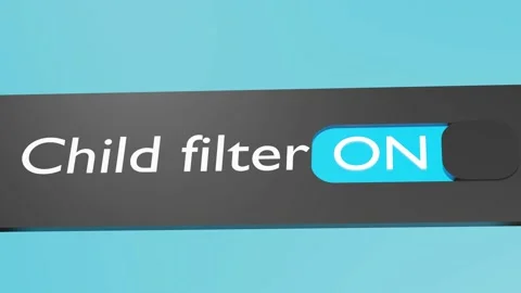 Turn on Child Filter button, slider.  Parental control. Blocking inappropriate c Stock Footage 179475660